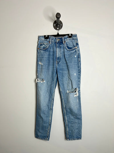 Zara straight distressed jeans