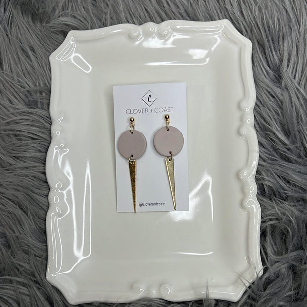 Grey Polymer Clay Gold Earring