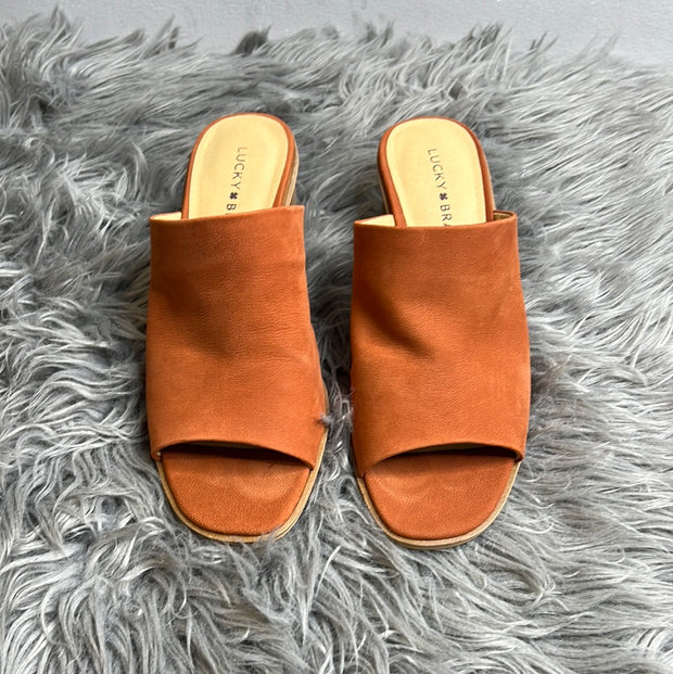 LuckyBrand Rust Leather Mules