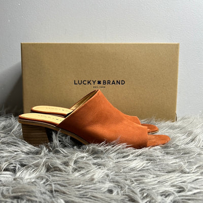 LuckyBrand Rust Leather Mules