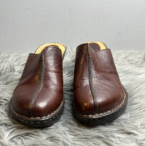 Born Maroon Leather Heel Clogs