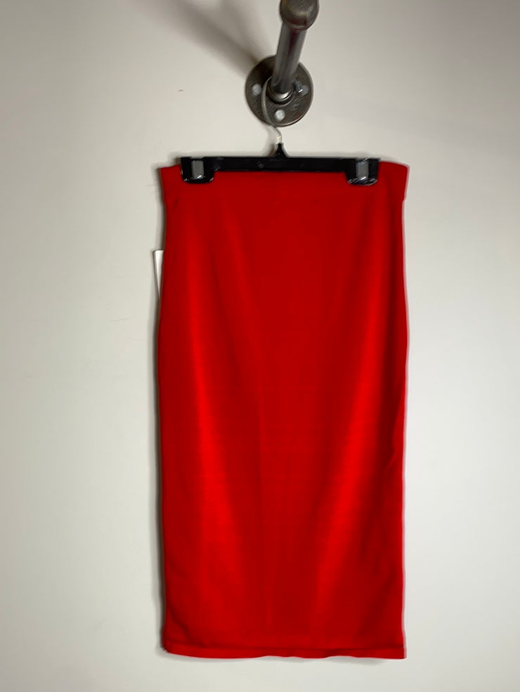 F21 Red RIbbed Pencil Skirt