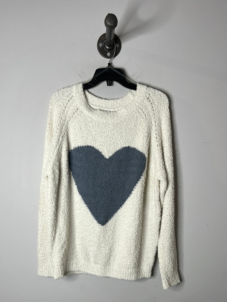 Jodifl Wht/Blue Heart Sweater