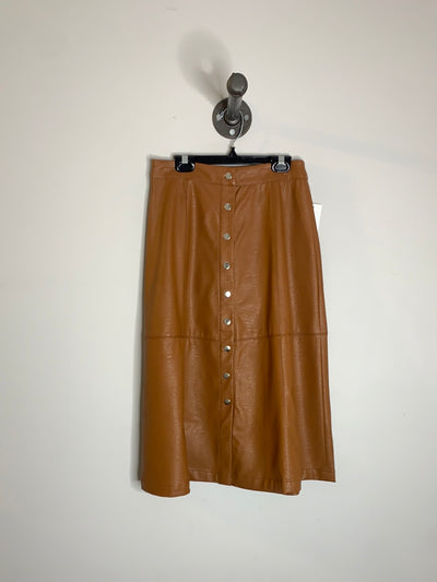 Flora Brown FauxLeather Skirt