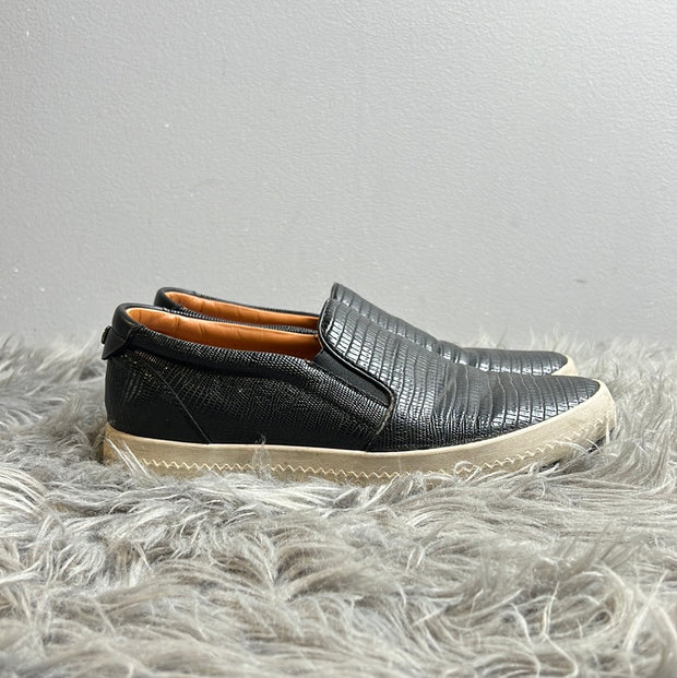 Geox Black Leather Slip Ons