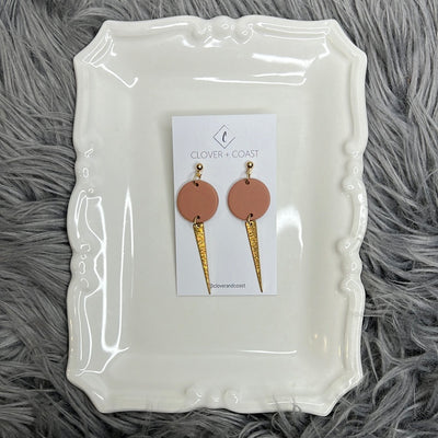 Pink Polymer Clay Gold Earring