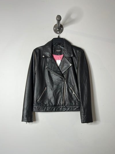 Soaked Blk Leather Moto Jacket