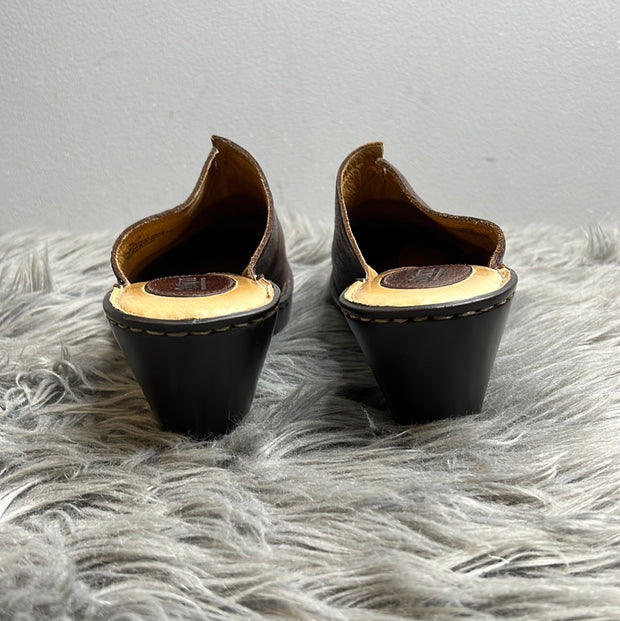 Born Maroon Leather Heel Clogs