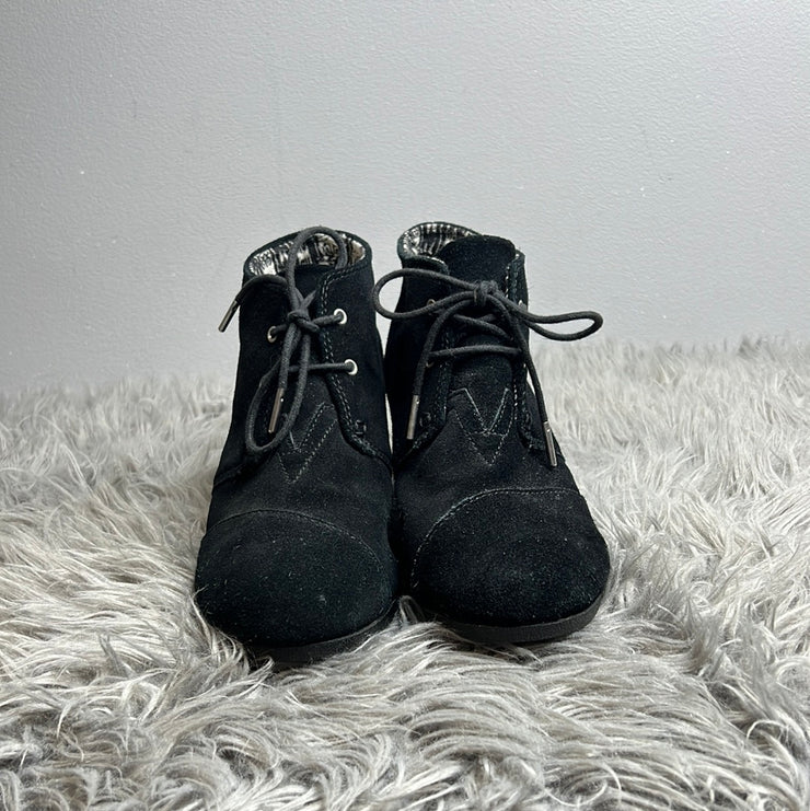 Toms Black Suede Wedges