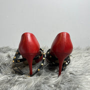 Valentino Red/Blk Spiky Heels