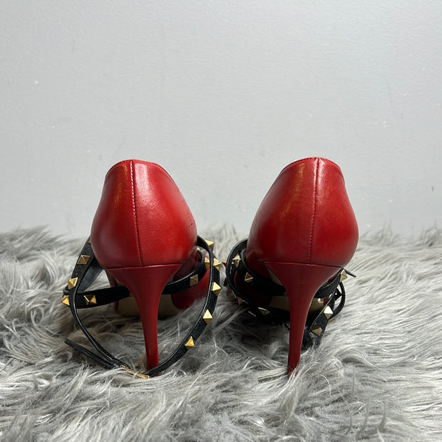 Valentino Red/Blk Spiky Heels